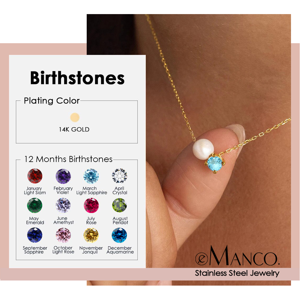 Birth Flower Necklace - EMANCO Modny Naszyjnik z Imitacją Pereł