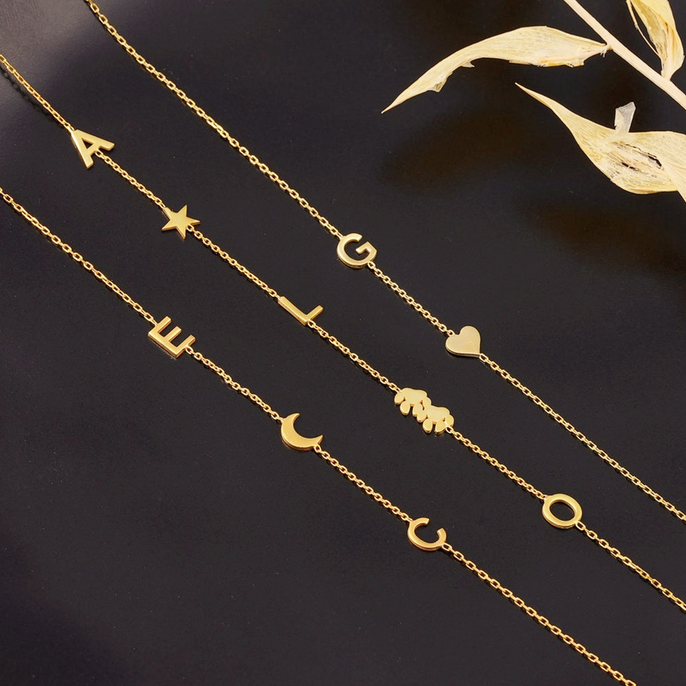 Birth Flower Necklace - Personalizowany naszyjnik z inicjałami, biżuteria dla